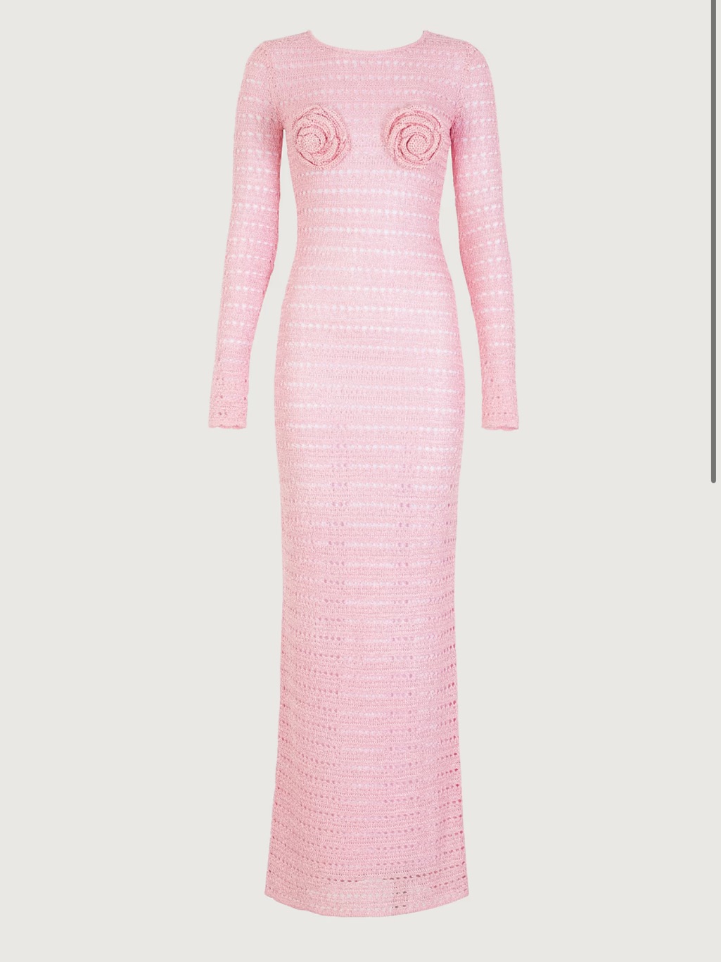 Same Pink Crochet Long-Sleeve Maxi Dress